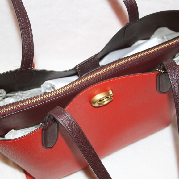 NWT COACH Willow Tote Red Leather Shoulder Bag Purse - Picture 5 of 6